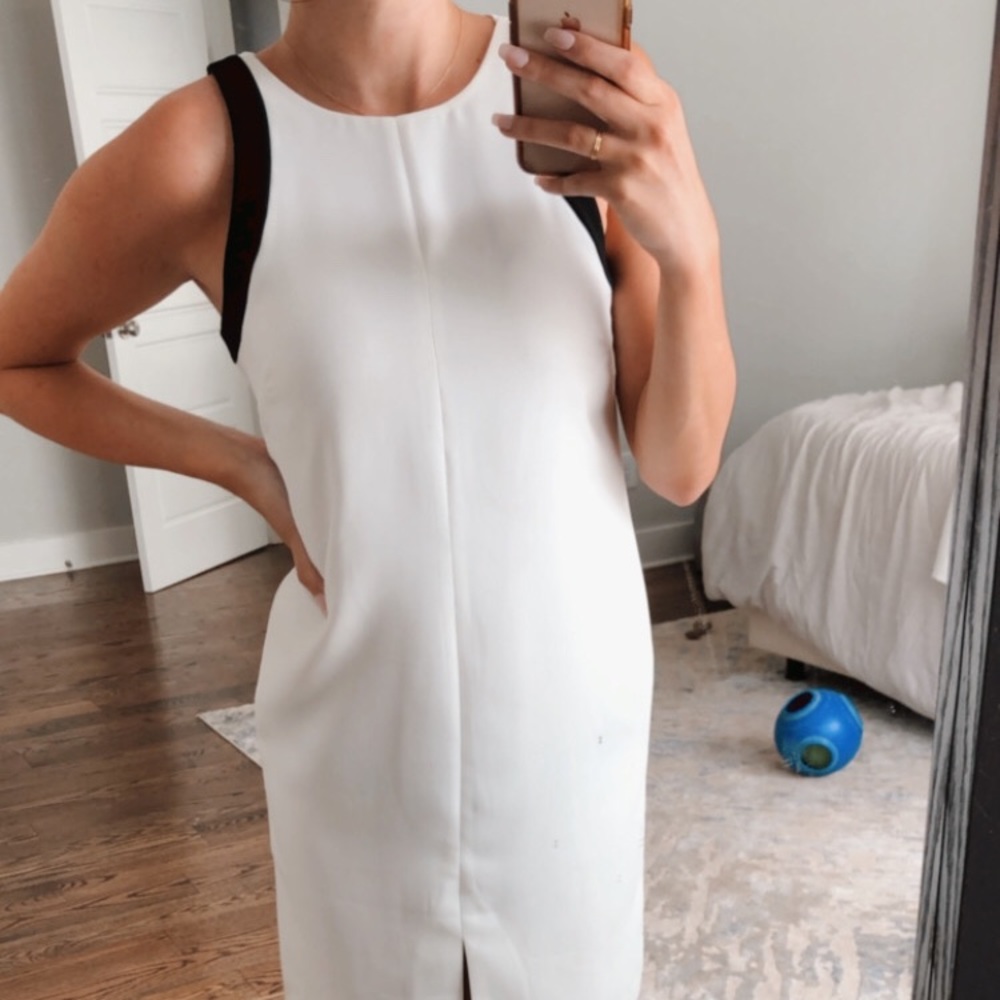 Banana Republic White Midi Dress with Black Straps